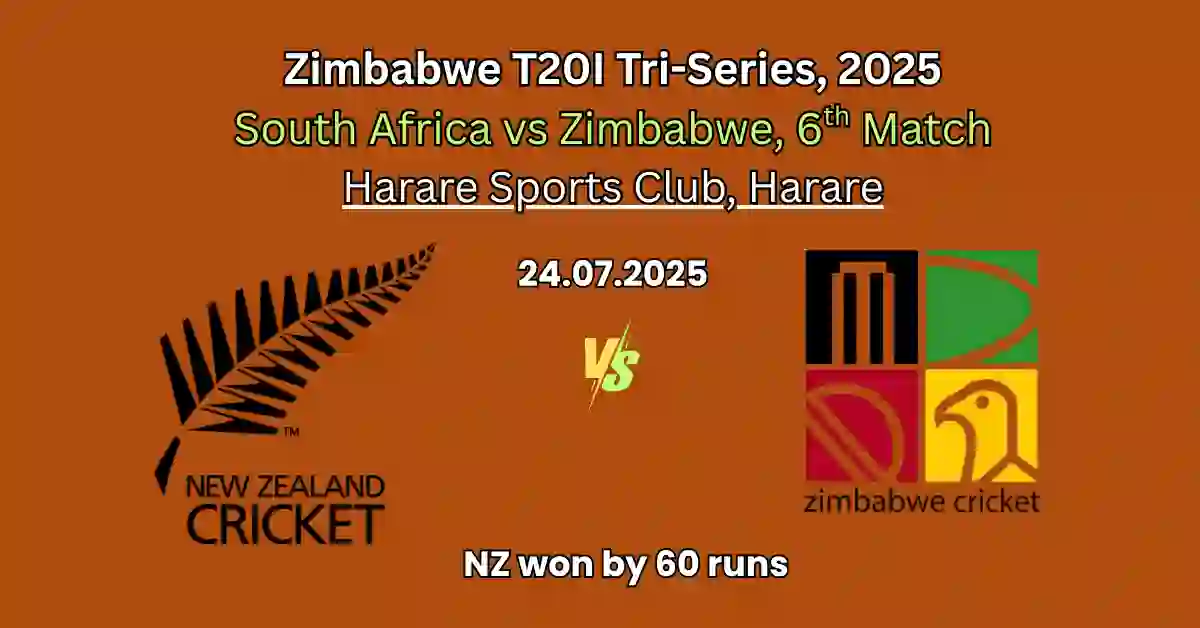 ज़िम्बाब्वे बनाम न्यूज़ीलैंड 6th T20I मैचa